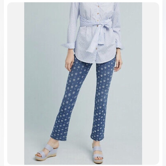 Anthropologie Pilcro Daisy Embroidery High Rise Crop Jeans - Picture 13 of 15